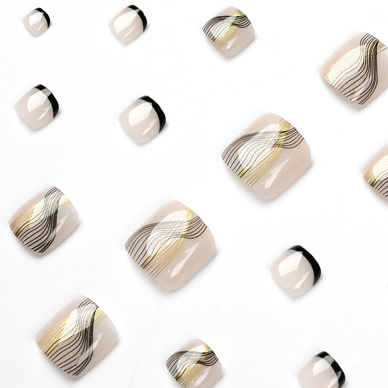 Wholesale Plastic Black Edge Gold Line Nail Art for Feet